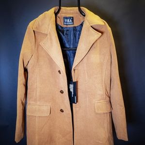Mens Pea Coat Jacket Tan Size M